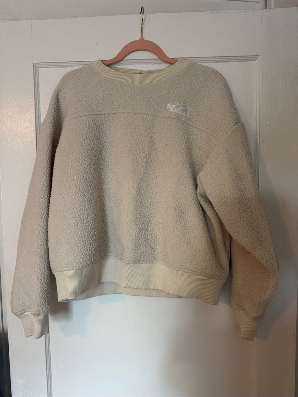 The North Face Cream Sherpa Crewneck Pullover